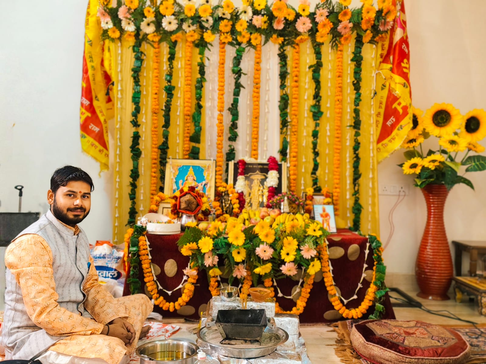 Pujari at puja